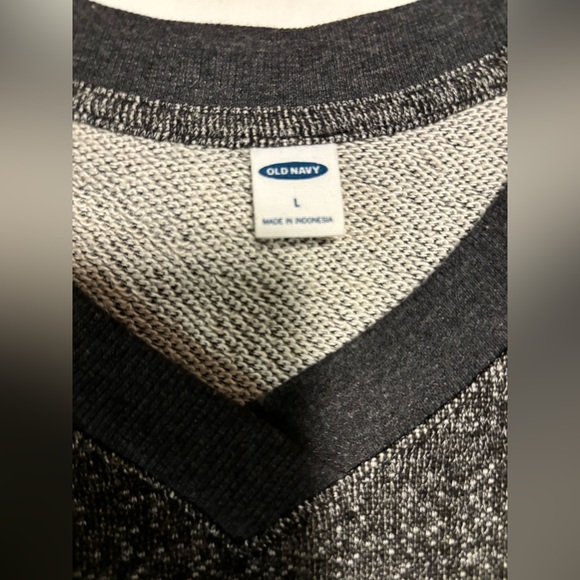 Large blue v neck Old Navy french terry sweatshirt with waistband, L - Picture 3 of 10